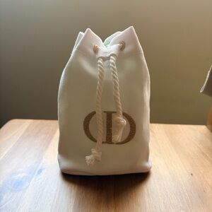 NEW DIOR Christian Dior Beige Bucket Bag Cosmetic Bag Pouch Purse Travel Bag